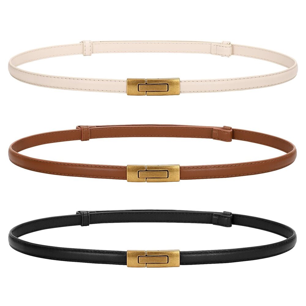 1381 Women Skinny Belts Leather Thin Waist Belts For Dress Ladies Belts